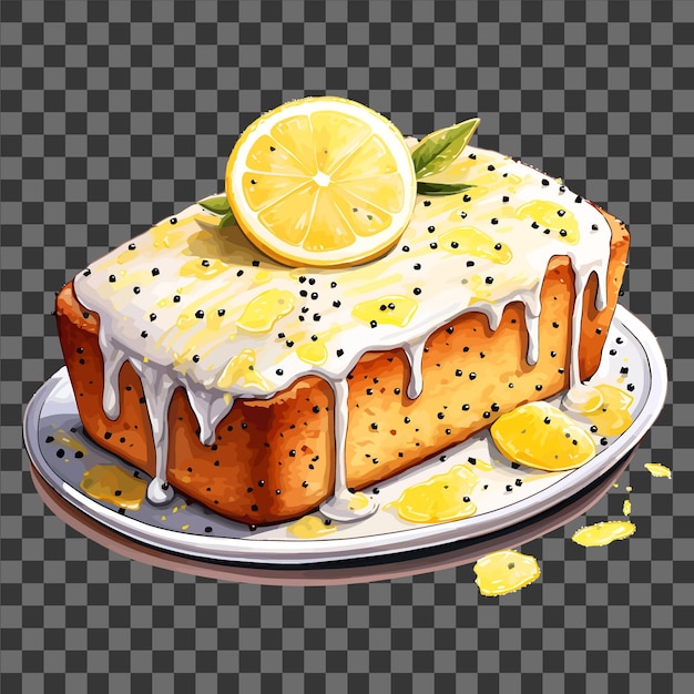 Vecteur aquarelle de gâteau de graines de pavot au citron gâteau à saveur de citron humide avec pavot s vector clipart eps art