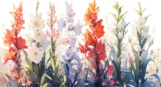 Vecteur aquarelle gladiolus vintage art avec fond blanc