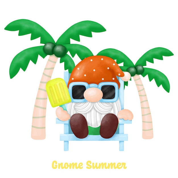 Aquarelle Gnomes Summer Beach Clipart Peinture numérique