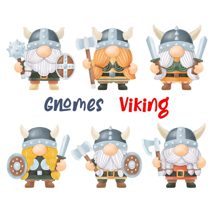 Aquarelle Gnomes Viking, Peinture numérique