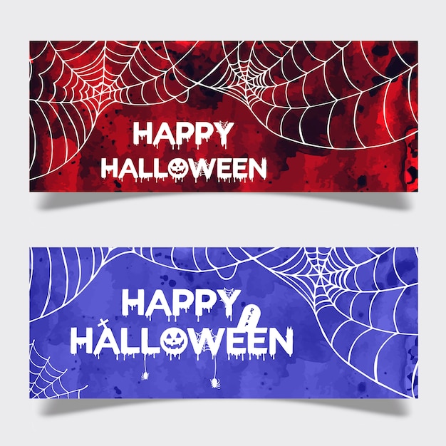 Vecteur aquarelle halloween banner design