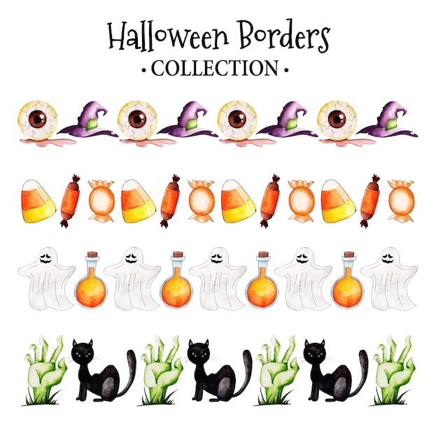 Vecteur aquarelle halloween borders collection