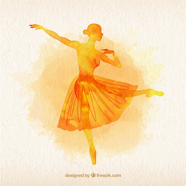 aquarelle jaune danseuse de ballet silouette