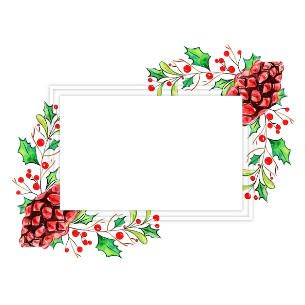 Aquarelle Joyeux Noël Cadre Floral