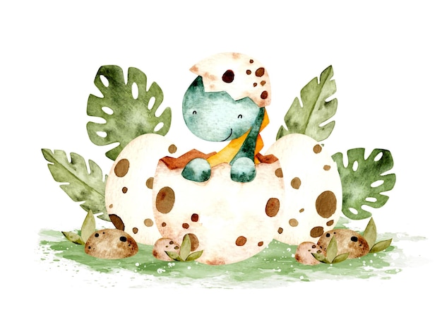 Aquarelle Mignon Bébé Dinosaure