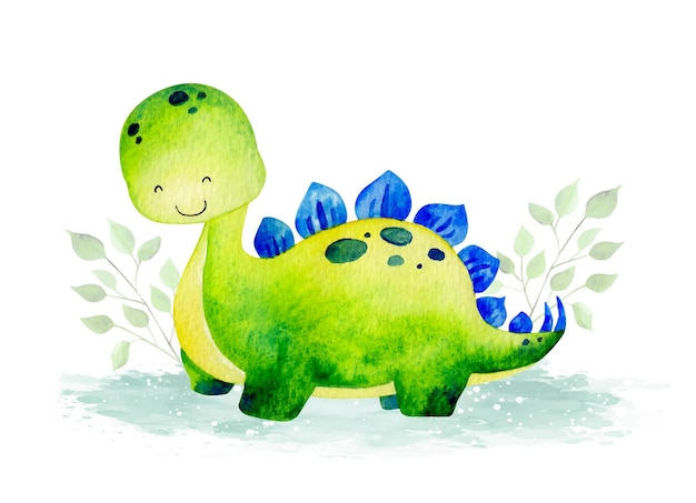 Vecteur aquarelle mignon bébé dinosaure