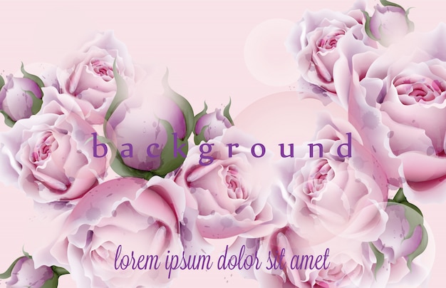 Aquarelle motif fleurs roses