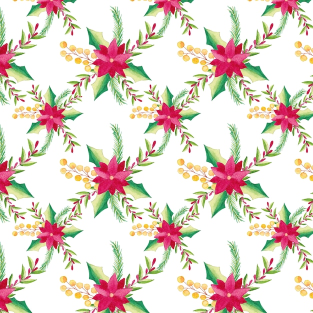 Aquarelle Motif Floral De Noël