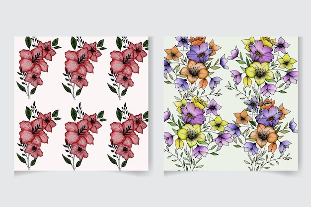 Aquarelle motif floral sans couture avec de belles fleurs vectorielles peintes à la main et des feuilles pour le tissu
