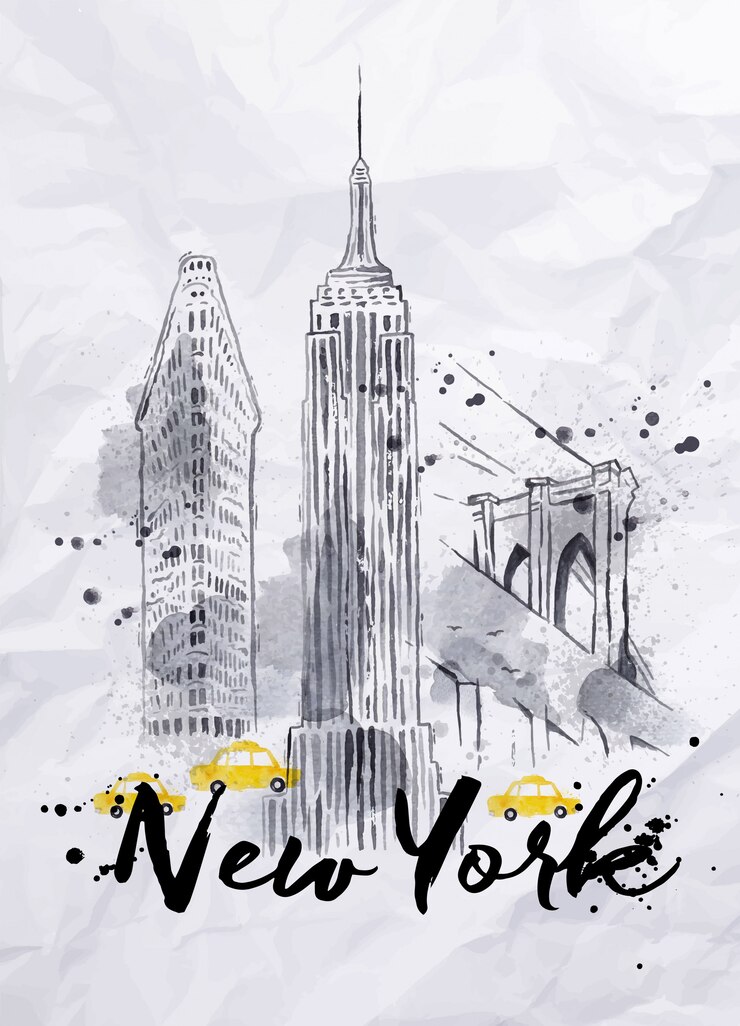 Vecteur aquarelle de new york