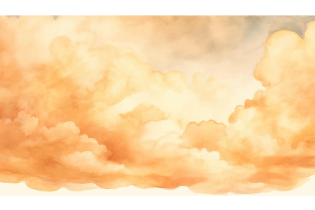 Vecteur une aquarelle de nuages en orange et bleu