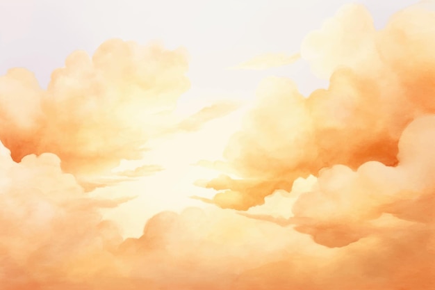 Vecteur une aquarelle de nuages en orange et jaune