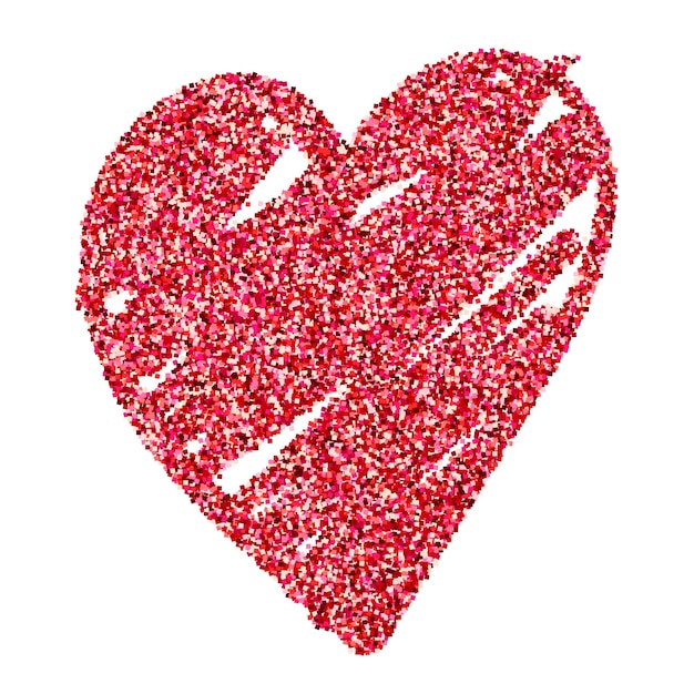 Aquarelle paillettes rouge éclat coeur amour symbole vecteur isolé