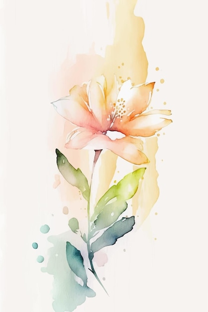 Vecteur une aquarelle représentant une fleur sur fond jaune.