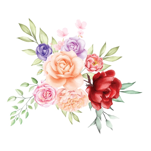 Vecteur aquarelle rose bouquet backfround