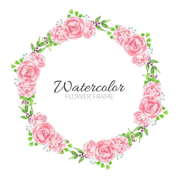 Aquarelle rose cercle pivoine fleur
