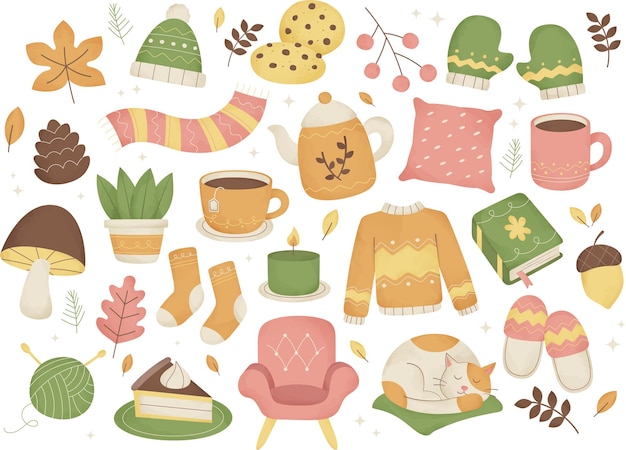 Aquarelle saison d'automne confortable ensemble complet