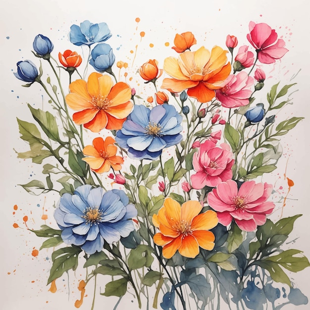 aquarelle simple dessin illustration vecteur fleur