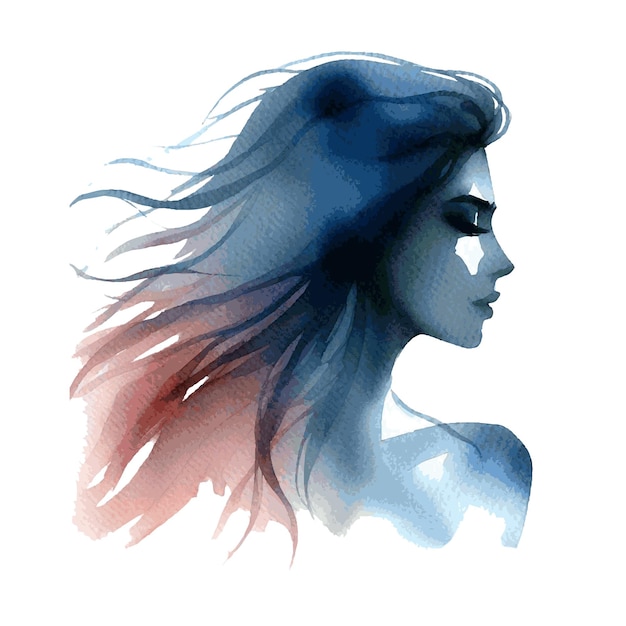 Aquarelle simplement femme belle silhouette isolée sur fond blanc