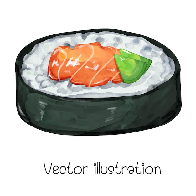 Vecteur aquarelle sushi vector illustration cuisine japonaise