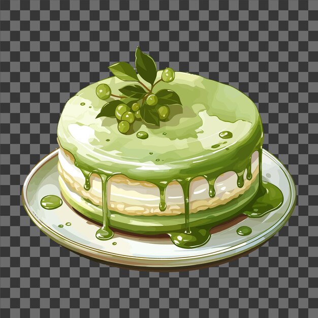 Vecteur aquarelle de thé vert gâteau hokkaido gâteau d'inspiration japonaise gâteau vert couleur c vecteur clipart eps art