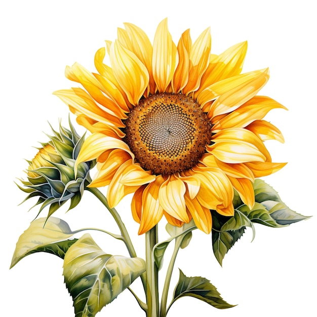 Vecteur aquarelle d'un tournesol génératif ai