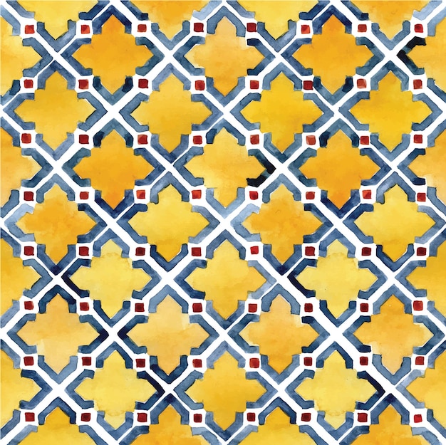 aquarelle transparente motif motifs turcs marocains motifs orientaux carreaux colorés en jaune