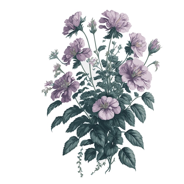 Aquarelle vecteur géranium himalayense Clipart bouquet floral modifiable