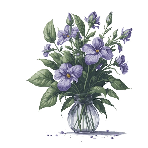 Aquarelle Vector Sweet Violet Clipart Bouquet Floral Modifiable