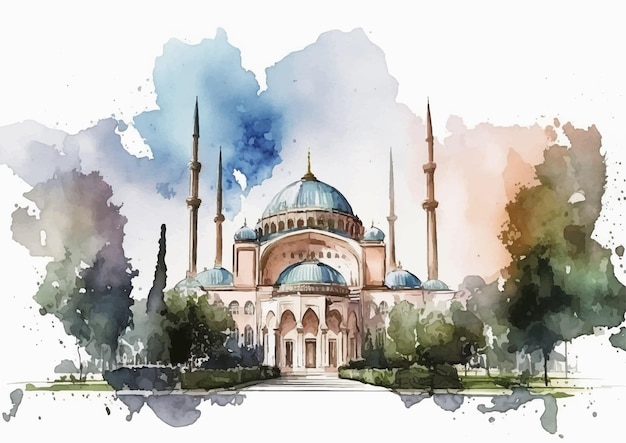 Aquarelle vectorielle de l'importance historique de la mosquée Selimiye