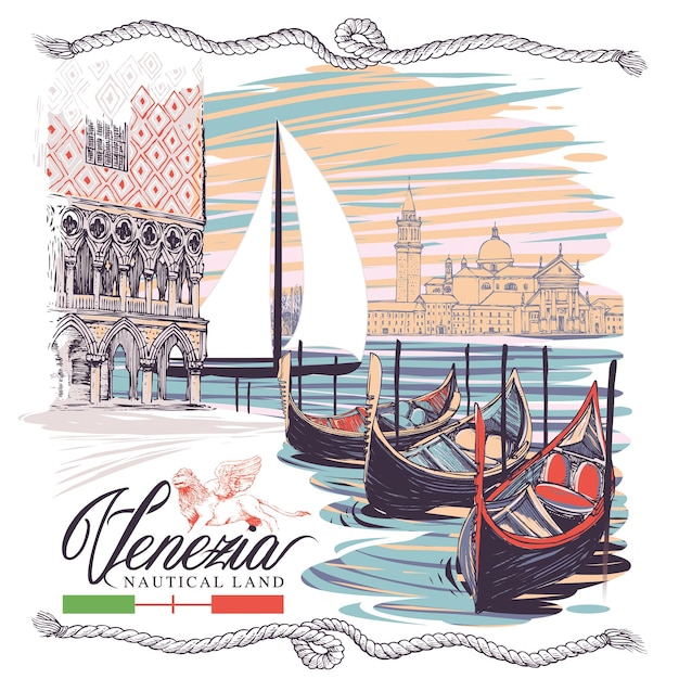 Vecteur aquarelle de venise