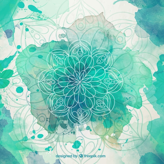 Aquarelle Vert éclabousse Mandala Fond