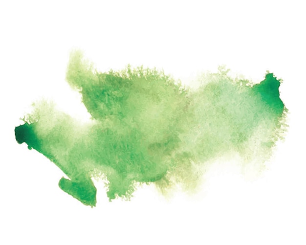 Aquarelle verte abstraite sur fond blanc Ceci est une éclaboussure d'aquarelle dessinée à la main