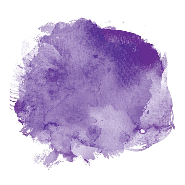 Aquarelle violette sur fond blanc. C'est un dessin à la main. La couleur qui éclabousse le papier.