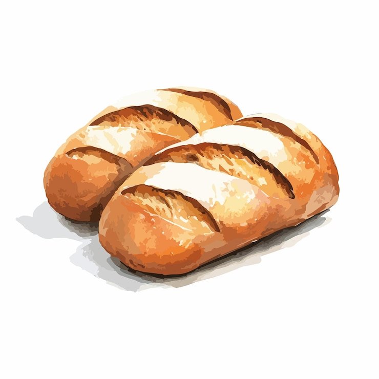 Vecteur des aquarelles de pain français colorées dessinées à la main pour des créations artistiques