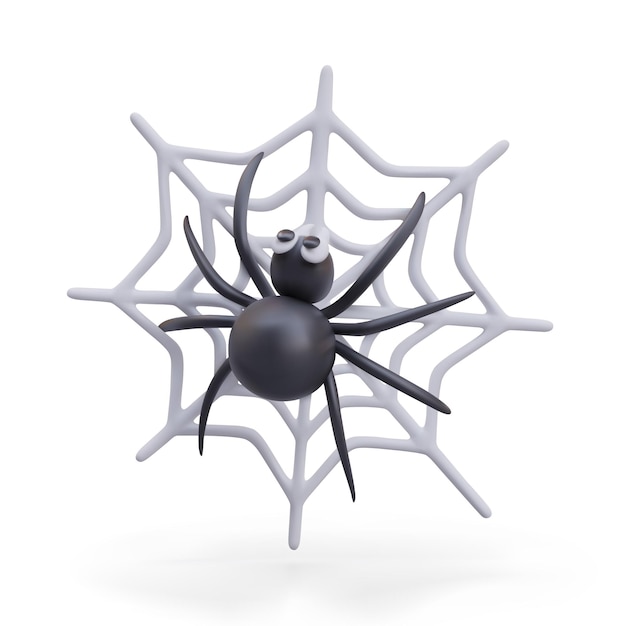 Vecteur araignée noire 3d sur le web illustration vectorielle dans le style de dessin animé image de bande dessinée pour halloween