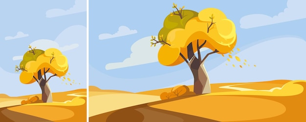 Arbre Sur La Colline En Automne