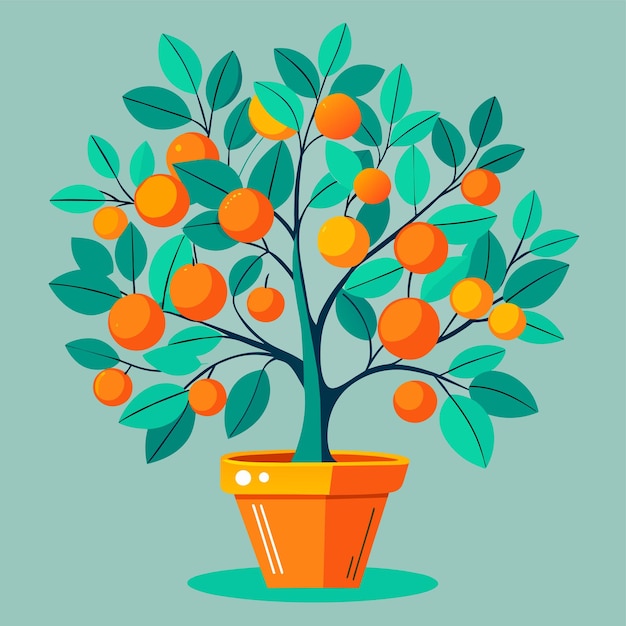 Vecteur arbre à fruits dans une illustration vectorielle en pot