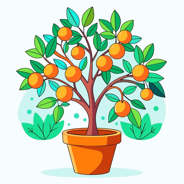 Vecteur arbre à fruits dans une illustration vectorielle en pot