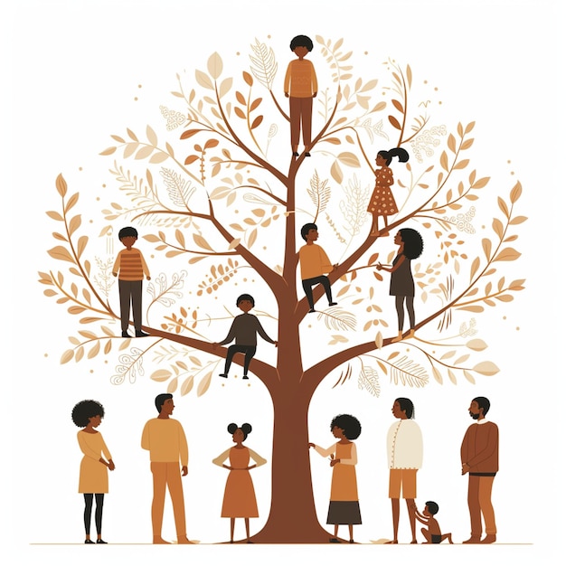 Vecteur arbre généalogique afro-américain 3