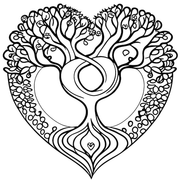 arbre généalogique avec infini et coeur illustration vectorielle dessin au trait