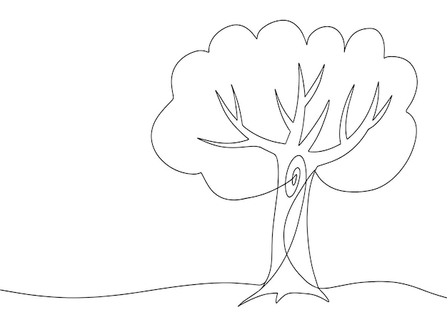 Arbre d'illustration d'art d'une ligne dessiné à la main