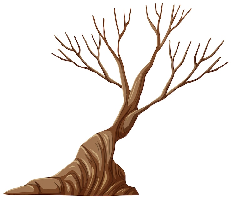 Vecteur arbre isolé sans dessin animé de feuilles
