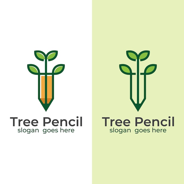 L'arbre De Ligne Combine Le Logo Créatif De Crayon