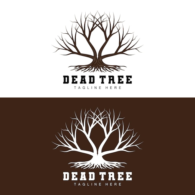 Arbre Logo Design Arbre Mort Illustration Arbre Sauvage Coupe Réchauffement Global Vecteur Terre Sécheresse Produit Marque Icônes