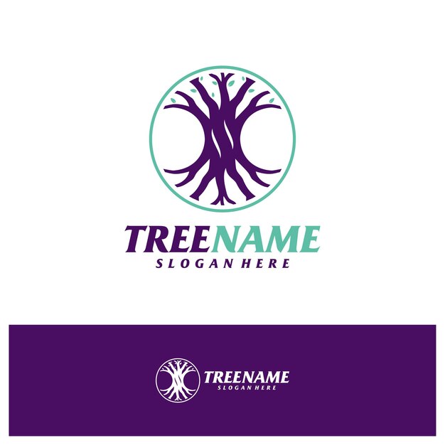 Vecteur arbre avec modèle de conception de logo racine arbre logo concept vecteur icône créative symbole