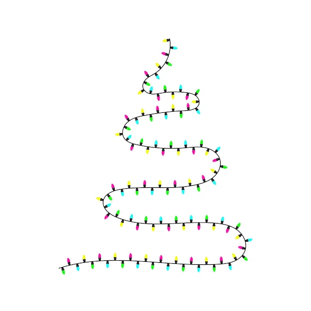 Arbre de Noël abstrait fabriqué à partir d'une illustration plate de guirlande