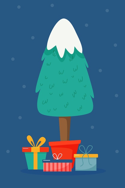 Vecteur arbre de noël dans un pot illustration vectorielle pour décor d'affiches de cartes postales