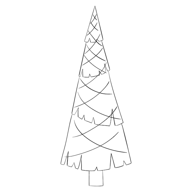 Arbre De Noël De Dessin Animé Pour Les Livres à Colorier Conception Linéaire Pour Les Livres à Colorier Pour Enfants