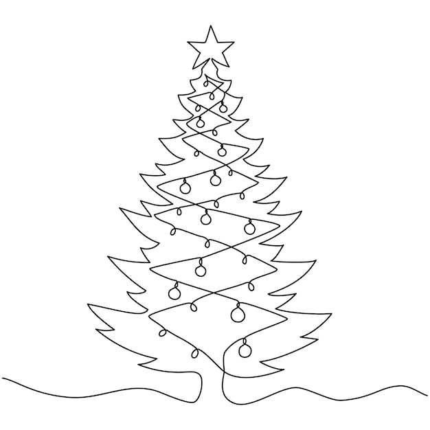 Arbre de Noël graphique abstrait dessin au trait continu illustration vectorielle